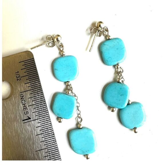 Sterling silver turquoise drop earrings - Picture 5 of 5